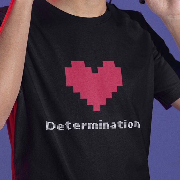 Undertale Determination T-Shirt - Pixel Heart - Undertale Cosplay