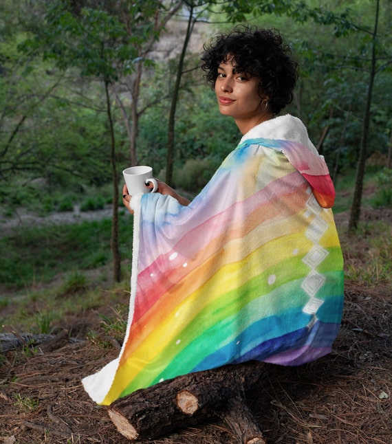 Rainbow hooded blanket hotsell