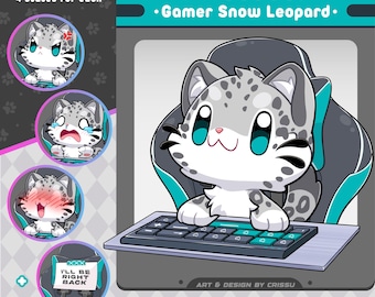 Gamer Snow Leopard PNGTuber | Avatar for Streaming Twitch, Discord and Youtube | Voice Reactive Images Ready To Use in Veadotube | OBS