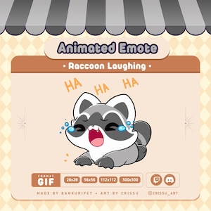 Animierter Waschbär Lachend Emote / LoL Waschbär / Lustiger Waschbär / Twitch / Discord / Kawaii&Chibi /Waschbär Gif /Streaming Kawaii