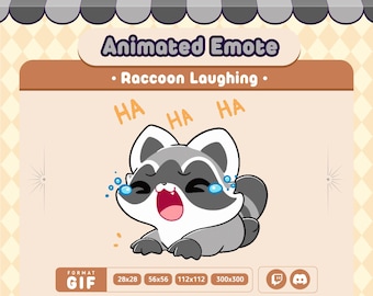 Animated Raccoon Laughing Emote / LoL Raccoon / Laugh Emote / Funny Raccoon / Twitch / Discord / Kawaii&Chibi /Raccoon Gif /Streaming Kawaii