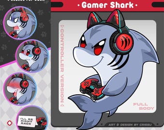 Gamer Shark PNGTuber | Avatar for Streaming Twitch, Discord and Youtube | Voice Reactive Images Ready To Use in Veadotube | OBS