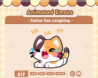 Animated Calico Cat Laughing Emote / LoL Cat / Emote laugh / Twitch / Discord / Funny Cat / Kawaii&Chibi / Calico Cat Gif / Streaming Kawaii
