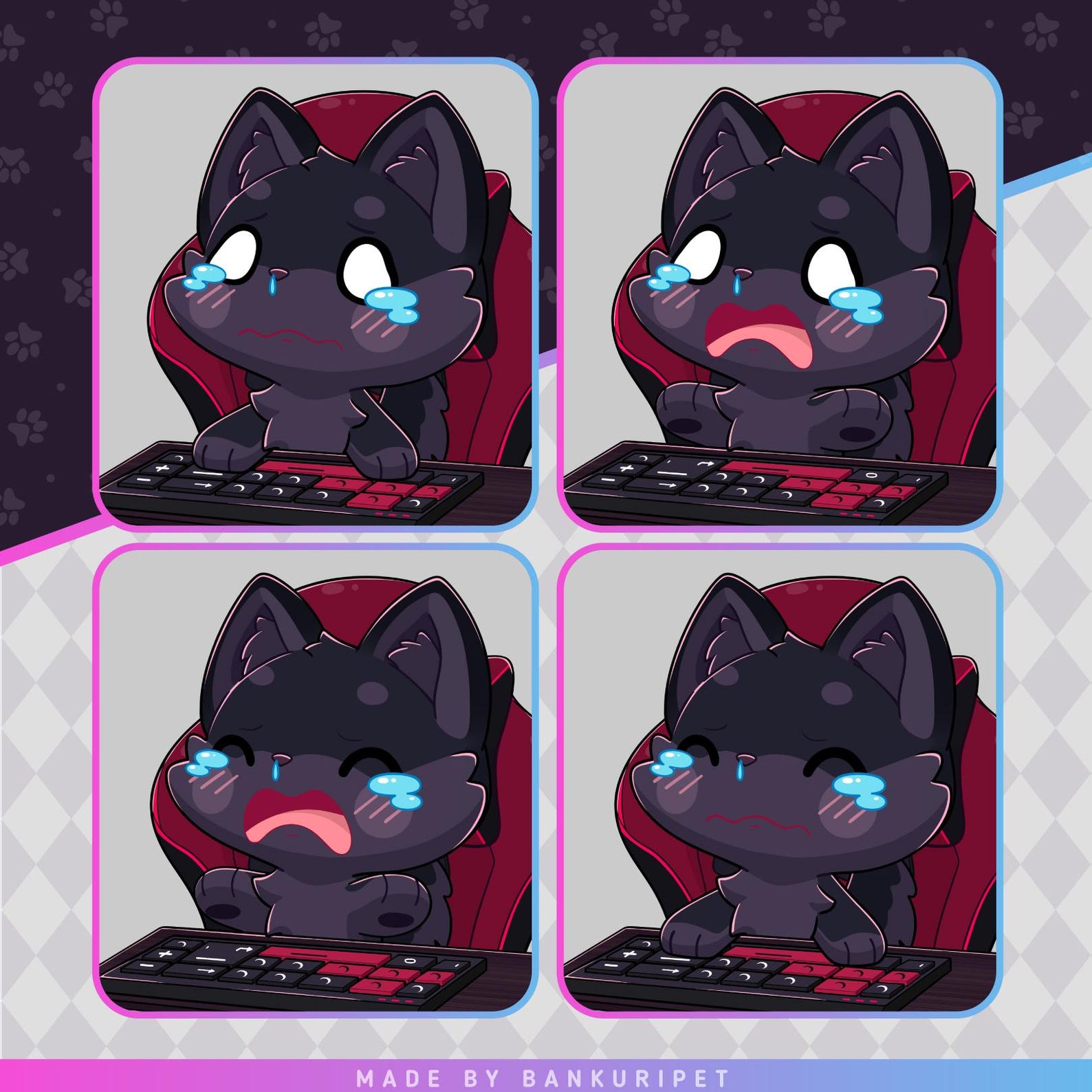 Gamer Black Wolf Pngtuber | Avatar for Streaming Twitch, Discord and ...