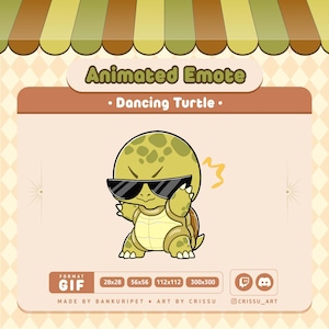Animated Dancing Turtle Emote | Cute Turtle with glasses | Animated Emote | Twitch | Discord | Chibi&Kawaii | Funny Gif | Streaming Kawaii