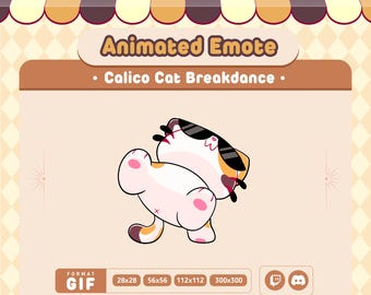 Animated Calico Cat Breakdance Emote / Dancing Cat / Twitch / Discord / Breakdance gif / Streaming Kawaii / Cute Cat Dancing / CalicoCat Gif