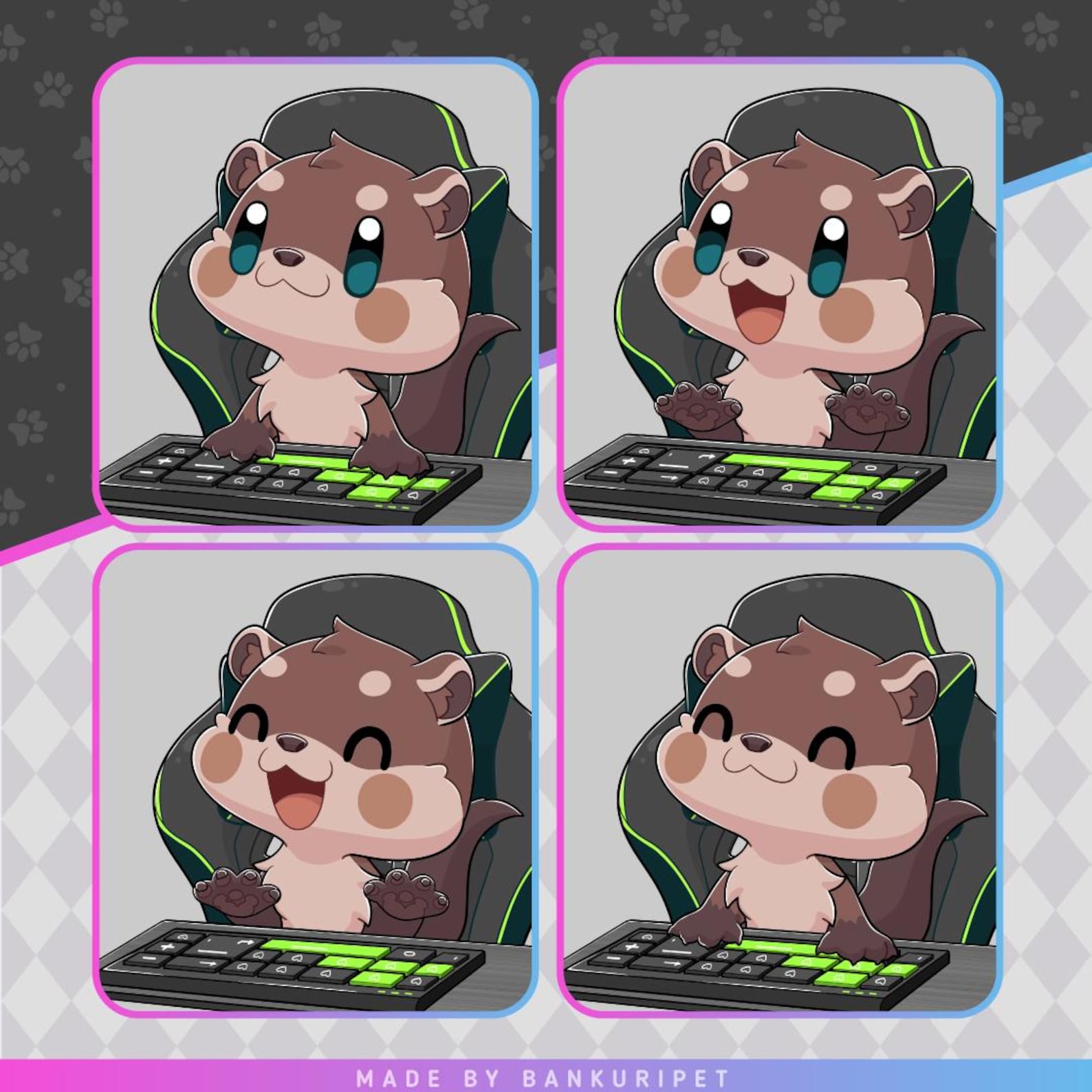 Gamer Otter Pngtuber | Cute Otter | Twitch Streaming Avatar | Vtuber ...