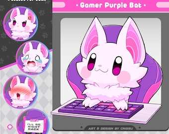 Gamer White Bat PNGTuber | Cute Bat | Twitch Streaming Avatar | Vtuber Assets | Funny PNGtuber | Voice Reactive Images | ReadyToUse |OBS