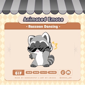Animated Raccoon Dancing Emote / Cute Dancing Raccoon / Twitch / Discord / Chibi&Kawaii Emote / Funny Raccoon Gif / Streaming Kawaii