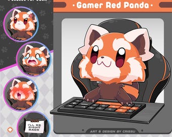 Gamer Panda Rosso PNGTuber / Panda Rosso Carino / Avatar per streaming su Twitch / Risorse Vtuber / PNGtuber Divertente / Immagini reattive alla voce / Pronto all'uso / OBS