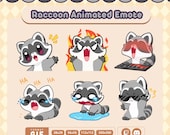 Raccoon Animated Emote Pack / 6 Cute Emotes for Twitch or Discord / Hi Raccoon / Hellmo Raccoon /Funny Raccoon /Animal GIF /Streaming Kawaii