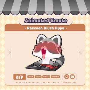 Animated Raccoon Blush Hype Emote / Hype Raccoon / Blushing Raccoon / Twitch / Discord / Gif Raccoon / Funny Raccoon / Streaming Kawaii