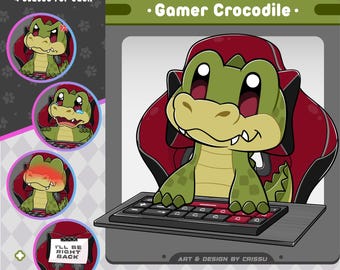 Gamer Crocodile PNGTuber | Avatar for Streaming Twitch, Discord and Youtube | Voice Reactive Images Ready To Use in Veadotube | OBS