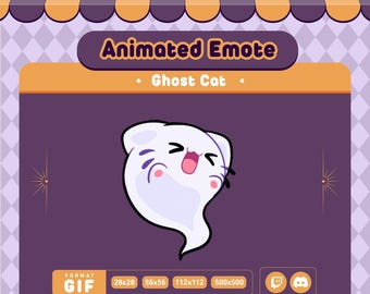 Animated Cute Ghost Cat Emote / Halloween / Twitch / Discord / Kawaii & Chibi / Ghost Cat Gif / Halloween Streaming