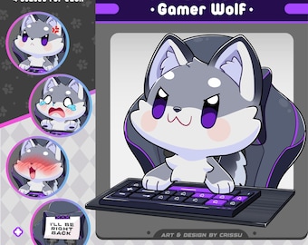 Gamer Wolf PNGTuber | Avatar for Streaming Twitch, Discord and Youtube | Voice Reactive Images Ready To Use in Veadotube | OBS