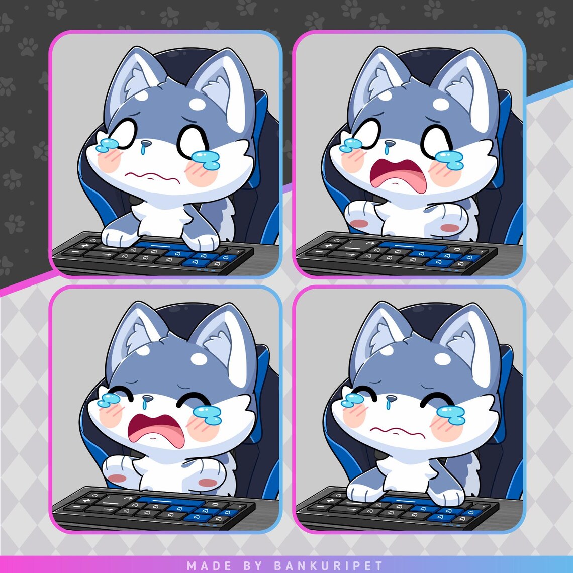 Gamer Husky Pngtuber | Cute Dog | Twitch Streaming Avatar | Vtuber ...