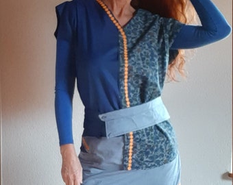 unique original - tunic upcycling dress made from shirts with lace