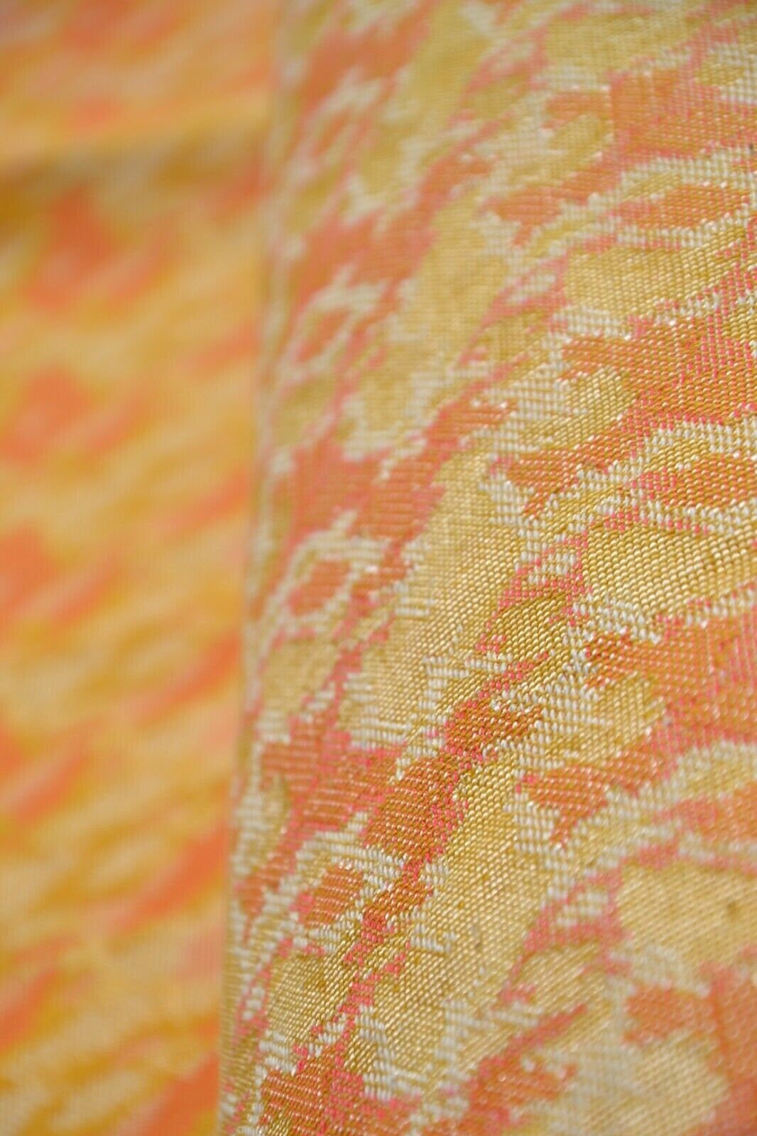 Upholstery Fabric Yellow Red Sheen Authentic Original Vintage Etsy