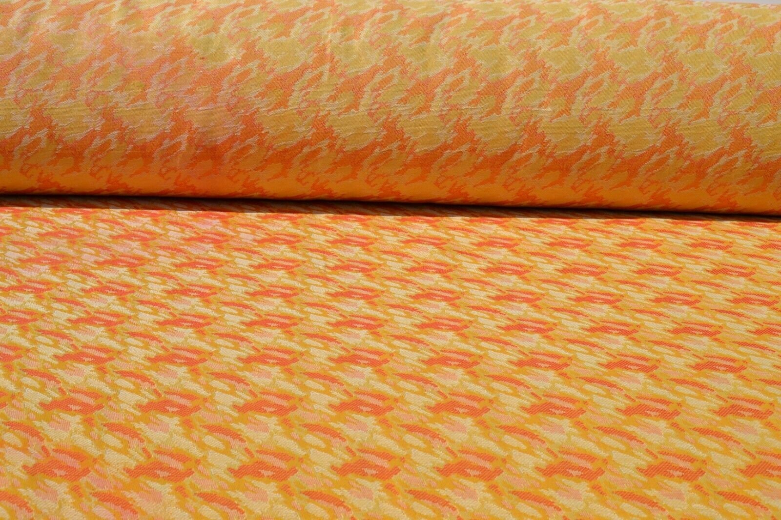 Upholstery Fabric Yellow Red Sheen Authentic Original Vintage Etsy