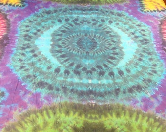 Hand-dyed Tie Dye Wallhang Tapestry - Navy Blue Galaxy Eye in Bold Shape Border