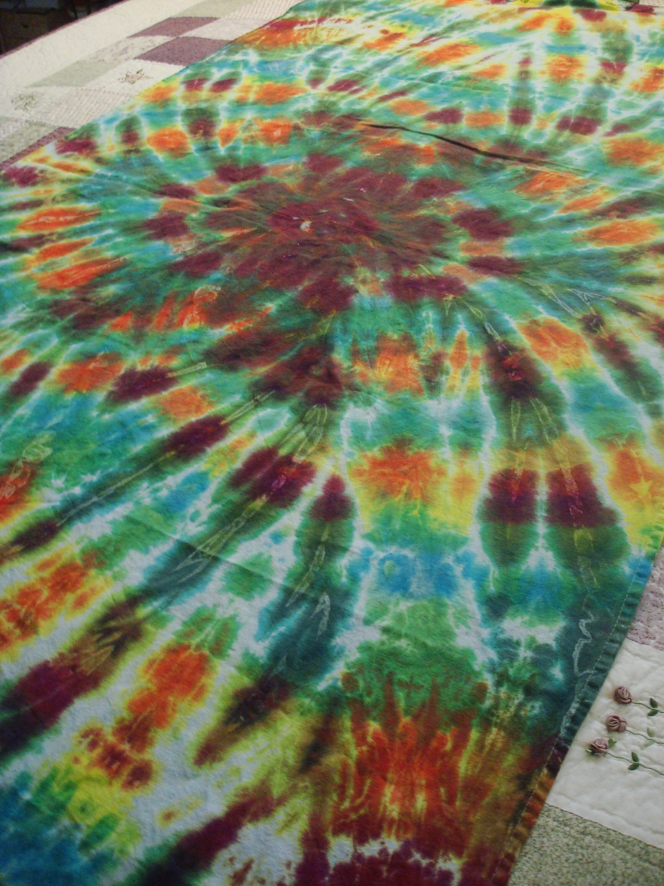 Handmade Tie Dye Wallhang Tapestry Orange/green 8 Corner - Etsy