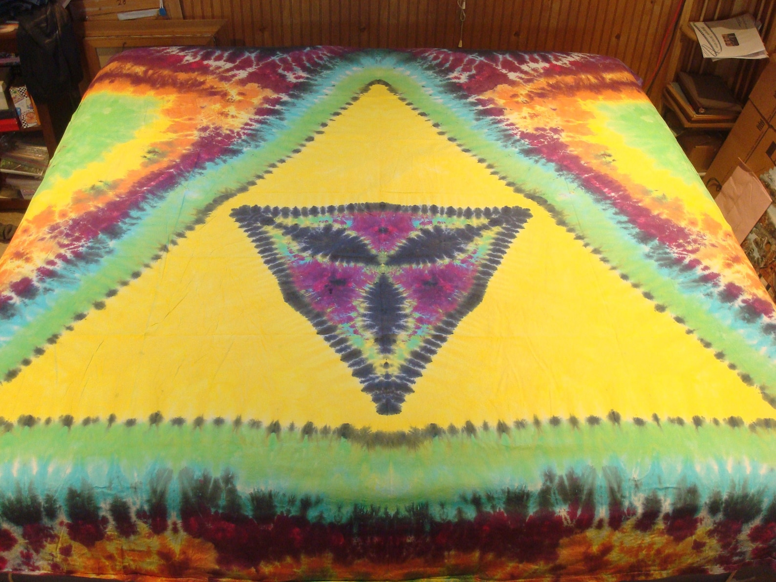 Handdyed Tie Dye Wallhang Tapestry Bright Large Triforce Mandala Etsy UK