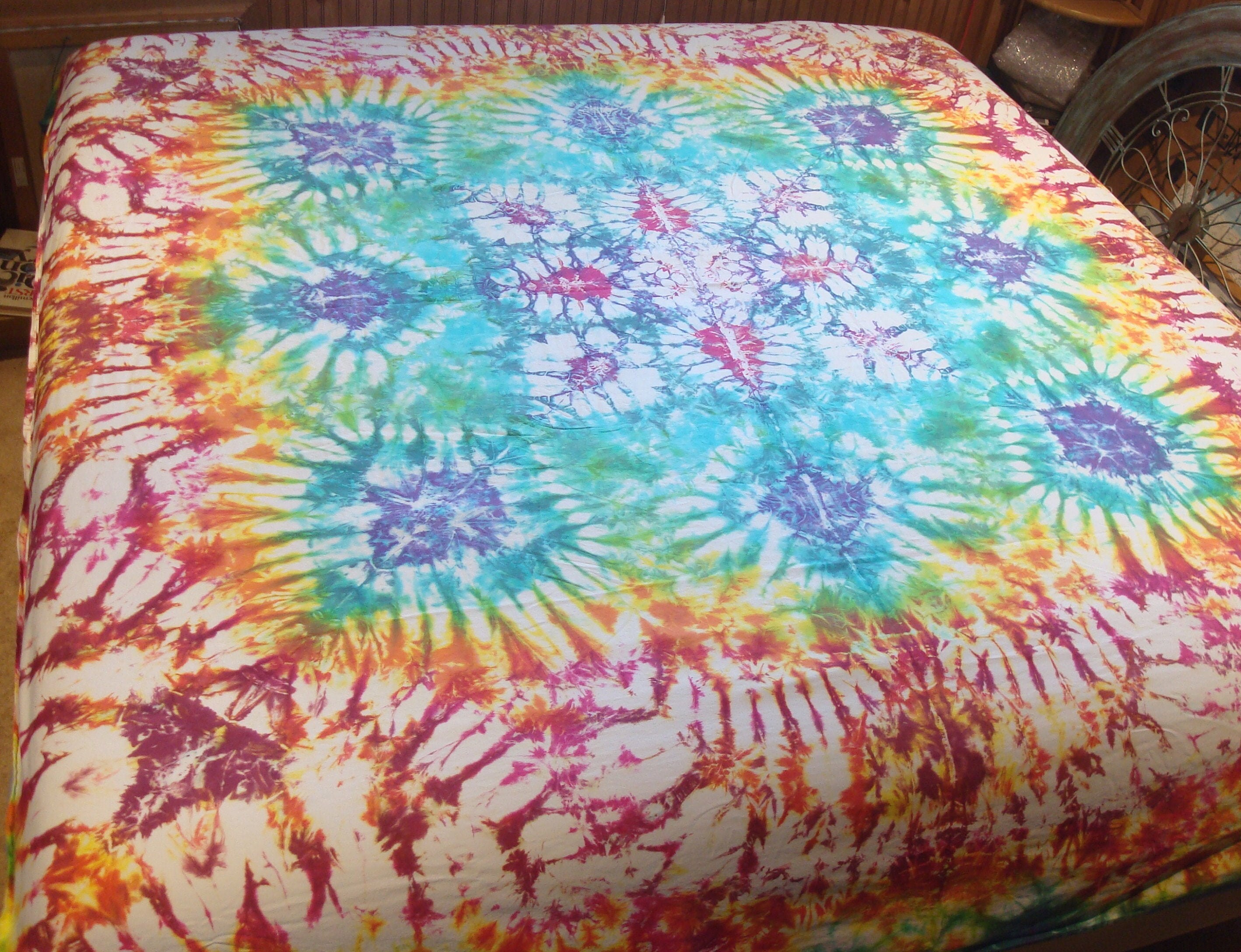 Handdyed Tie Dye Wallhang Tapestry Rainbow Starburst Etsy