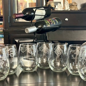 Genshin Vision Etched Wine Glasses - Toast to Teyvat in Elemental Elegance