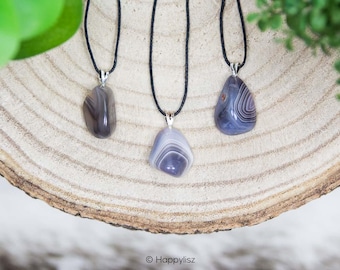 PENDENTIF EN AGATE DU BOTSWANA / Pendentif avec oeillet en argent sterling 925 pour la mise à la terre, la stabilisation et la protection