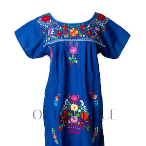 Traditional Mexican Dress PURPLE Embroidered Floral Pattern Handmade Puebla Dresses Etsy