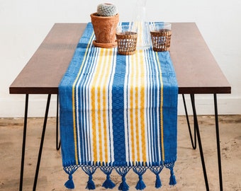 Handmade Table Runner Mexican Fiesta Decor - Blue/Yellow Boho, Home Decor, Fiesta