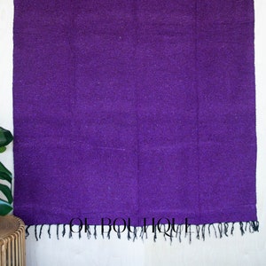HEAVYWEIGHT Thick Mexican Blanket - SOLID Purple - Handmade Authentic Soft Yoga Pilates