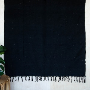 Handmade Mexican BLACK Blanket Boho Beach Camping Southwestern Yoga Serape Falsa Woven Throw