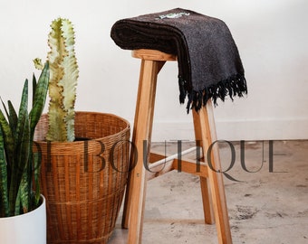 HEAVYWEIGHT Thick Mexican Blanket - PAJARO Dark Brown - Handmade Authentic Soft Yoga Pilates