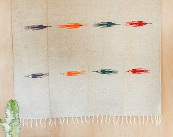 Mexican Blanket PAJARO TAN Heavyweight, Handmade, Authentic, Soft, Yoga, Pilates