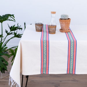 Handmade Rectangle Mexican Tablecloth: Boho Home Decor (60x90 inches)