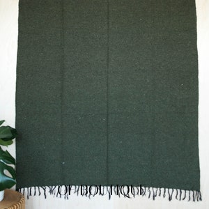 HEAVYWEIGHT Thick Mexican Blanket - SOLID Dark Green - Handmade Authentic Soft Yoga Pilates