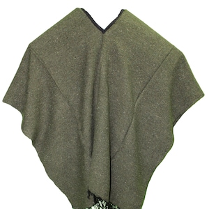 MEXICAN PONCHO Wide Style - SOLID Dark Green Handmade Soft Unisex One Size Fits Most