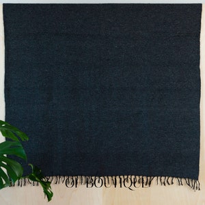 HEAVYWEIGHT Thick Mexican Blanket - SOLID Charcoal Gray - Handmade Authentic Soft Yoga Pilates