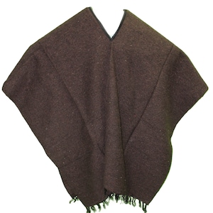 MEXICAN PONCHO Wide Style - SOLID Dark Brown Handmade Soft Unisex One Size Fits Most