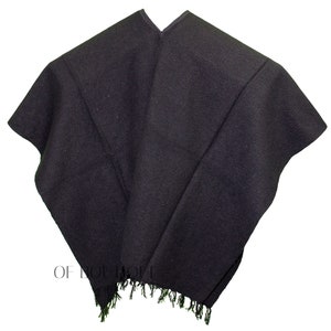 MEXICAN PONCHO Wide Style - SOLID Black Handmade Soft Style Unisex One Size Fits Most