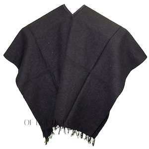 MEXICAN PONCHO Wide Style SOLID Black Handmade Soft Style Unisex One Size Fits Most