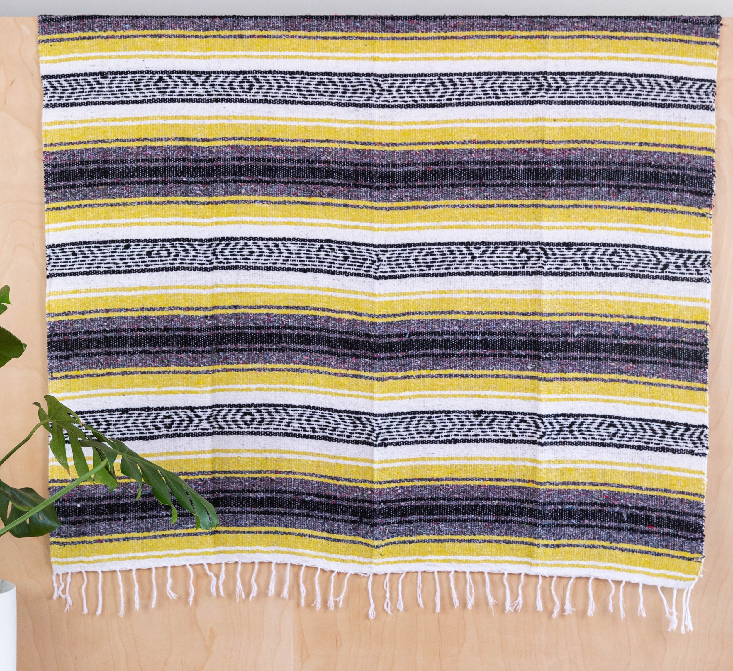 Traditional Authentic Mexican Blanket YELLOW Pattern Handmade Hot Rod Blankets Soft Quality Serapes Yoga Pilates Etsy