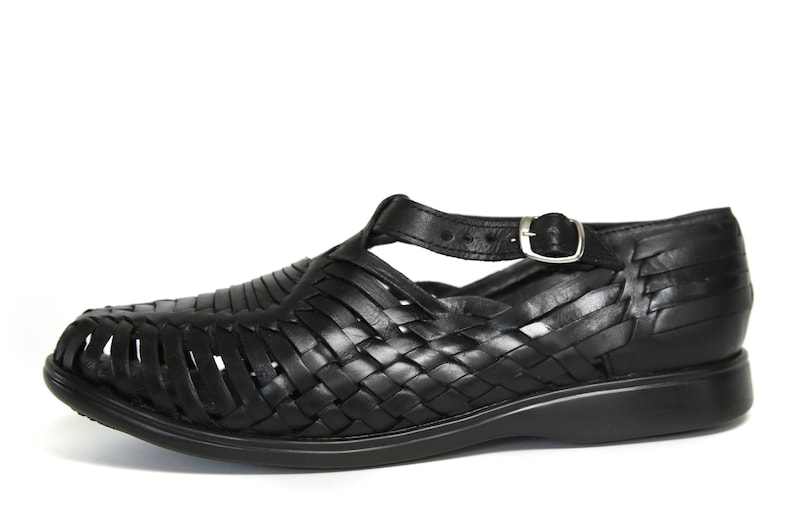 PREMIUM Men's Mexican Closed Toe Huarache Sandals BLACK Etsy