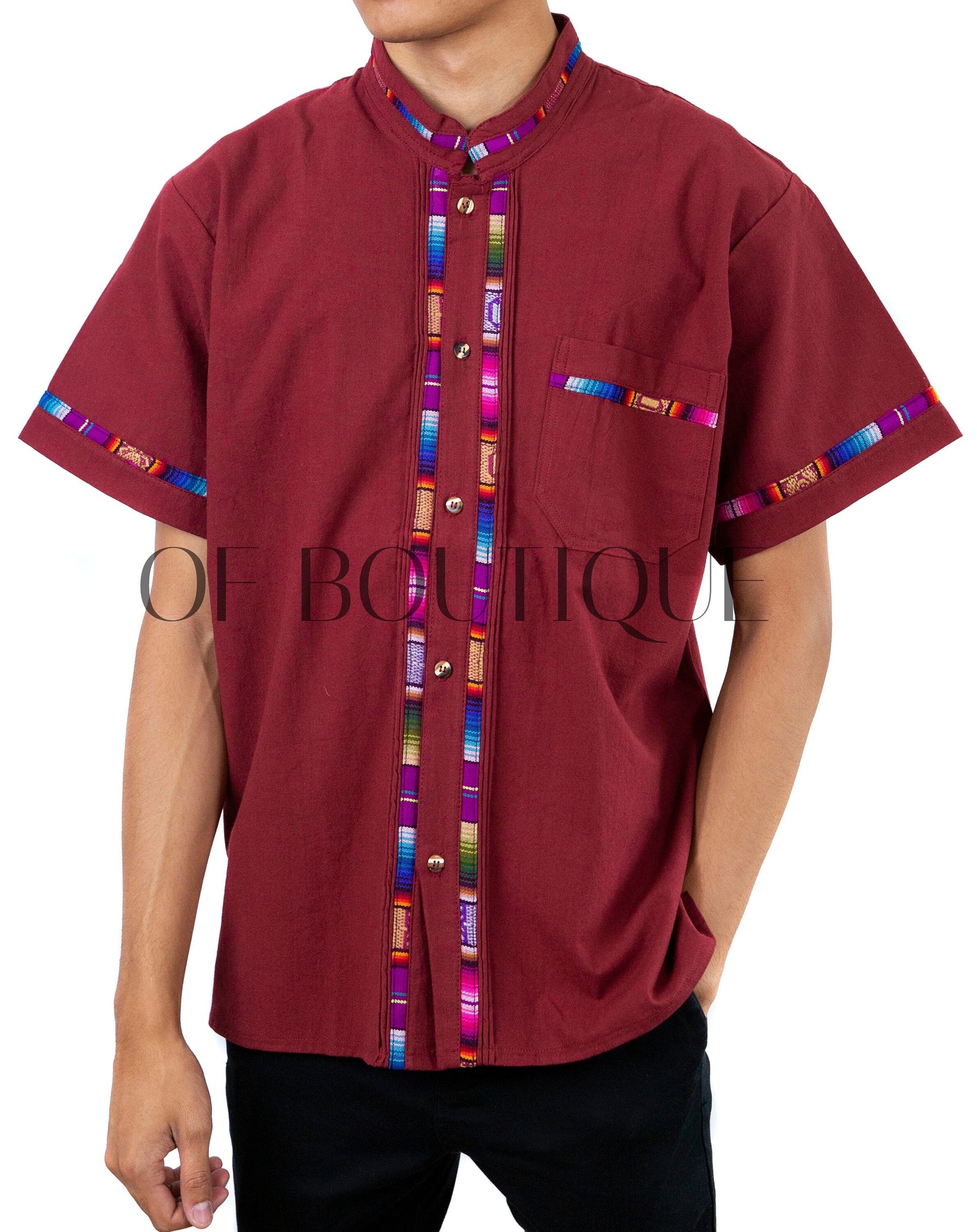 Men's FIESTA SHIRT BURGUNDY Colorful 