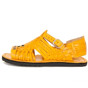 Women&#39;s Mexican Huaraches PIHUAMO Style - YELLOW Leather Handcrafted SIDREY
