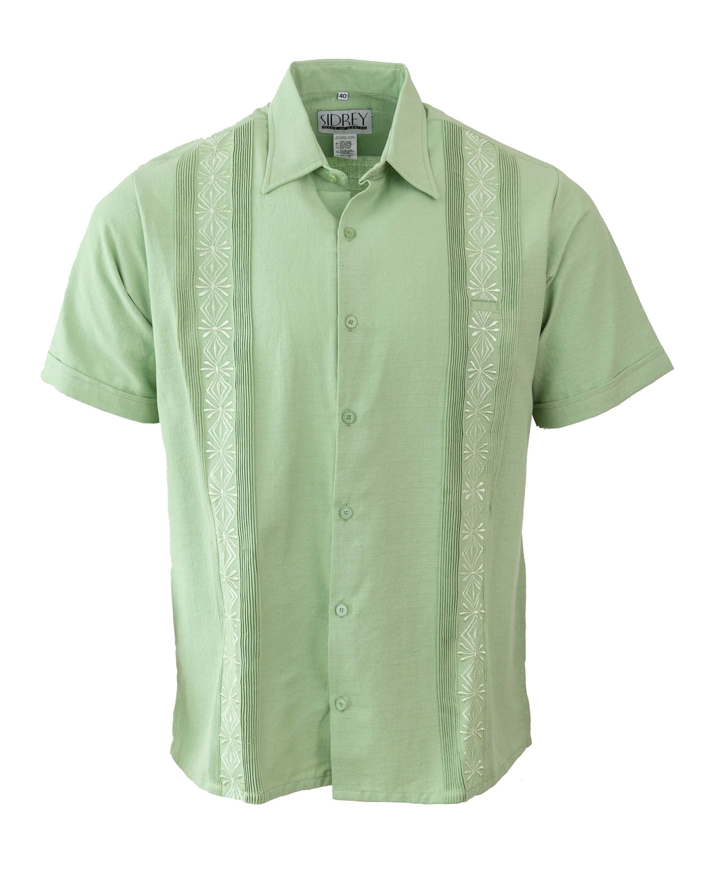 Men's Guayabera Guayamisa Style Shirt - Fern Green Men's Guayabera Guayamisa Style Shirt - Fern Green