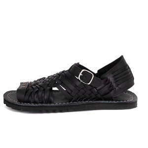 Women&#39;s Mexican Huaraches PIHUAMO Style - BLACK Leather Handcrafted SIDREY