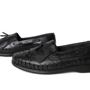 Men&#39;s Black Leather Huarache Sandals - Handwoven Mexican Shoes