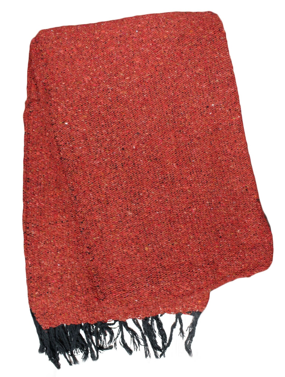 HEAVYWEIGHT Thick Mexican Blanket SOLID Burnt Orange Handmade Authentic